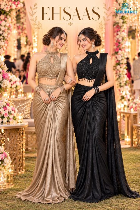 Ehsaas By Mrudangi Satin Crush Designer Readymade Saree